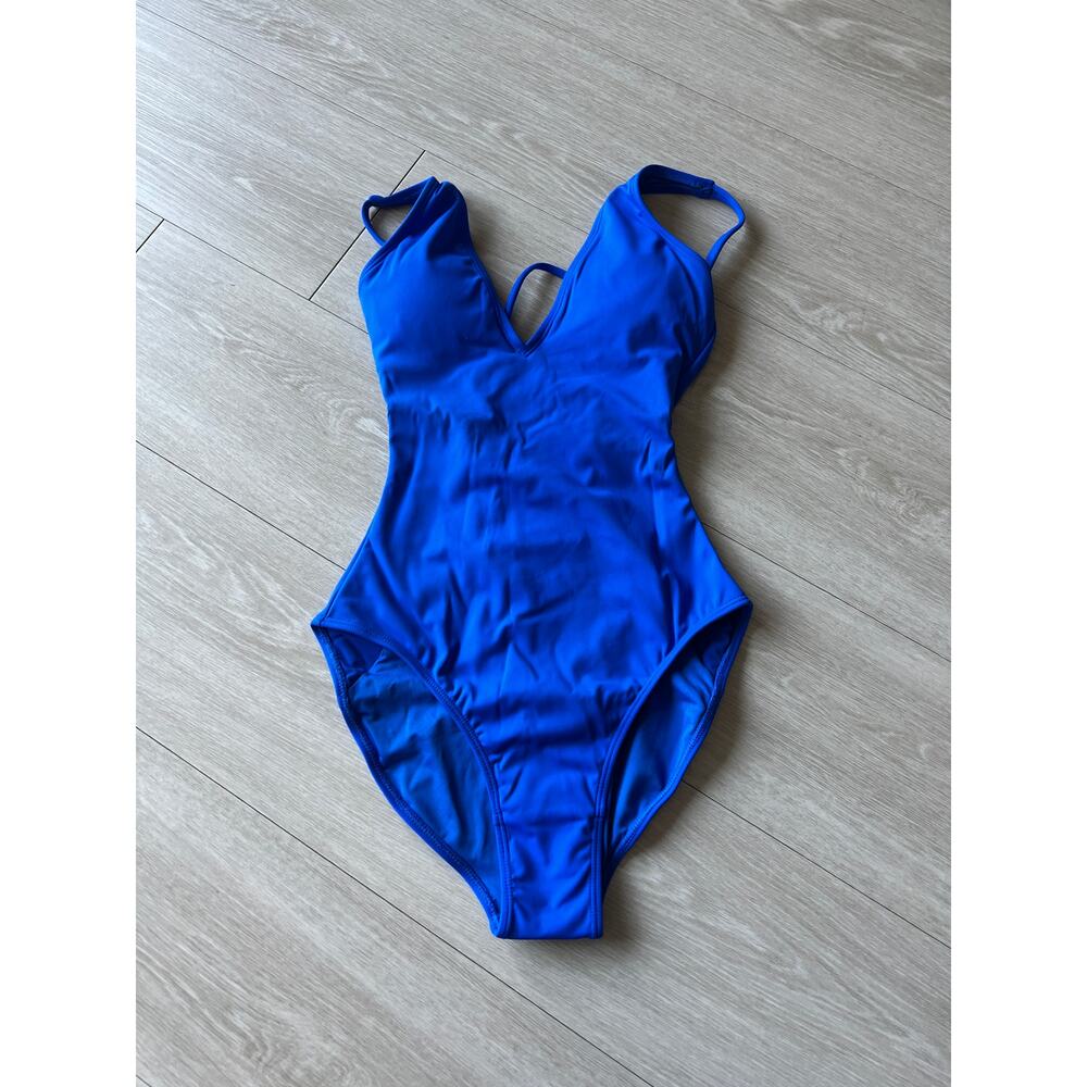 TA3 Swimsuit Plungey XS Regular Long Sapphire Blue NWT